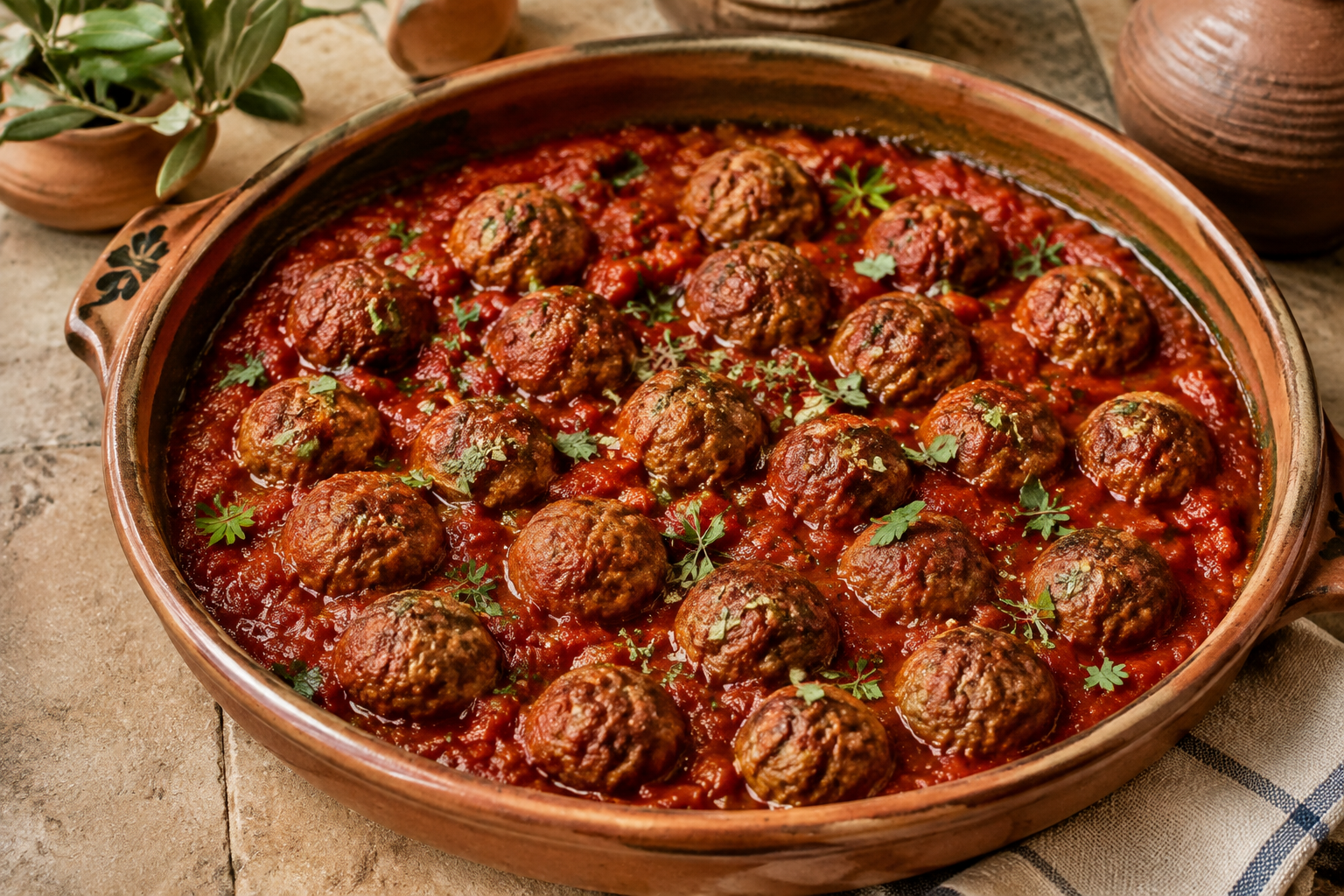 Griekse keftedes in tomatensaus